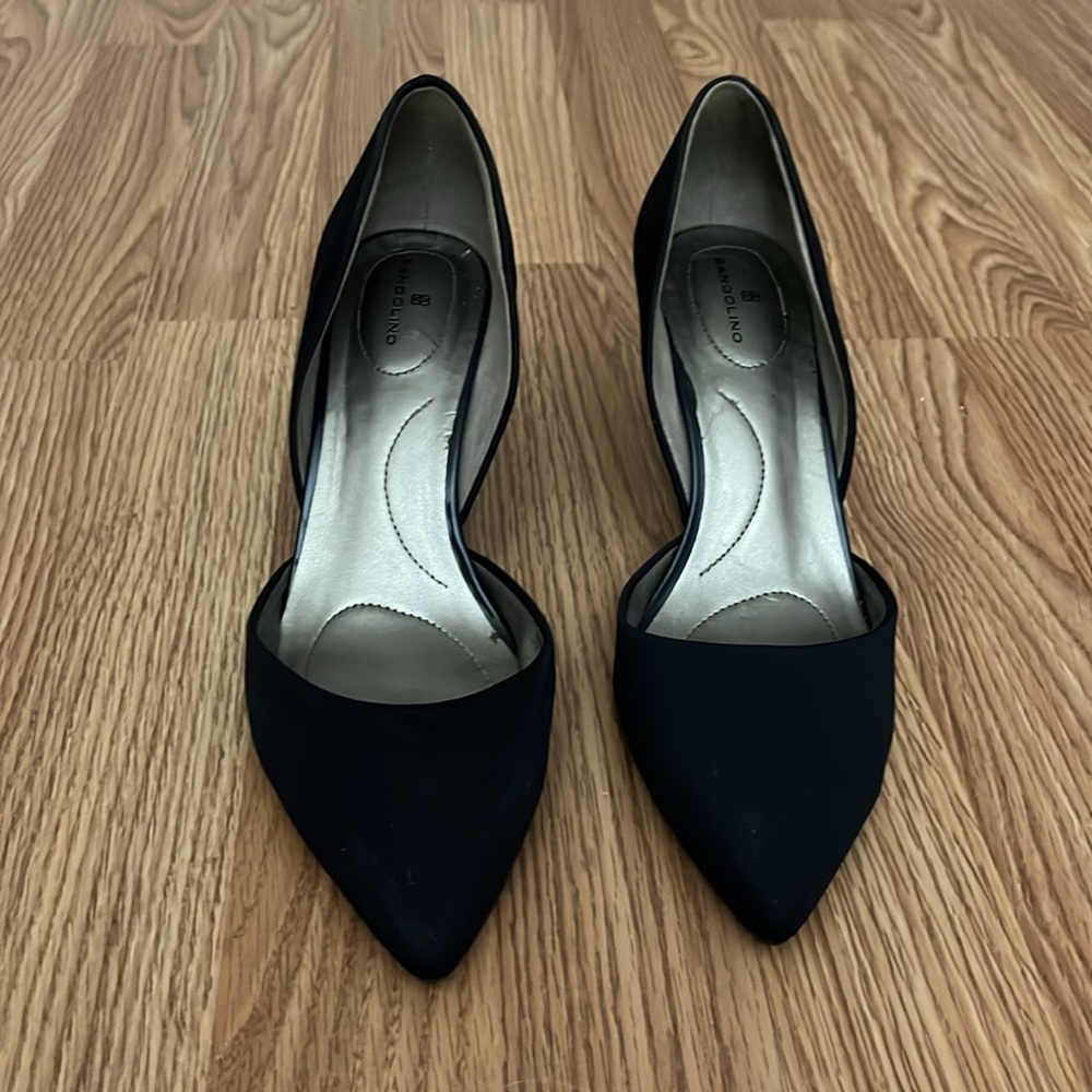 Navy blue fabric 2.5 inch heels